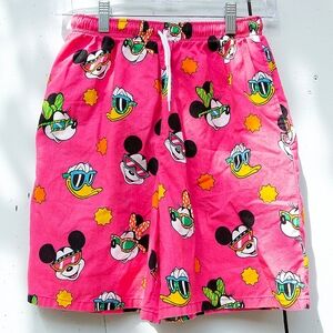 Vintage 90's Mickey Mouse Pink and White Drawstring Novelty Shorts, Size S